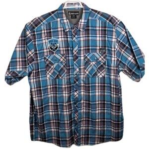 Red Ape Men's 5XL Down Shirt Plaid‎ Long Sleeve Button Up Shirt
